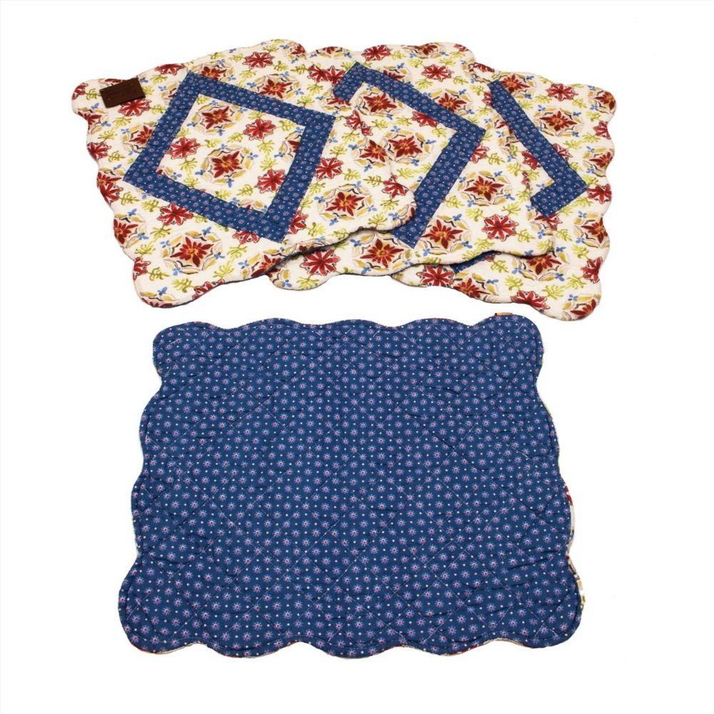 NWT Tasha Place Mats Placemats Set of 4 Reversible Cotton - Picture 2 of 2
